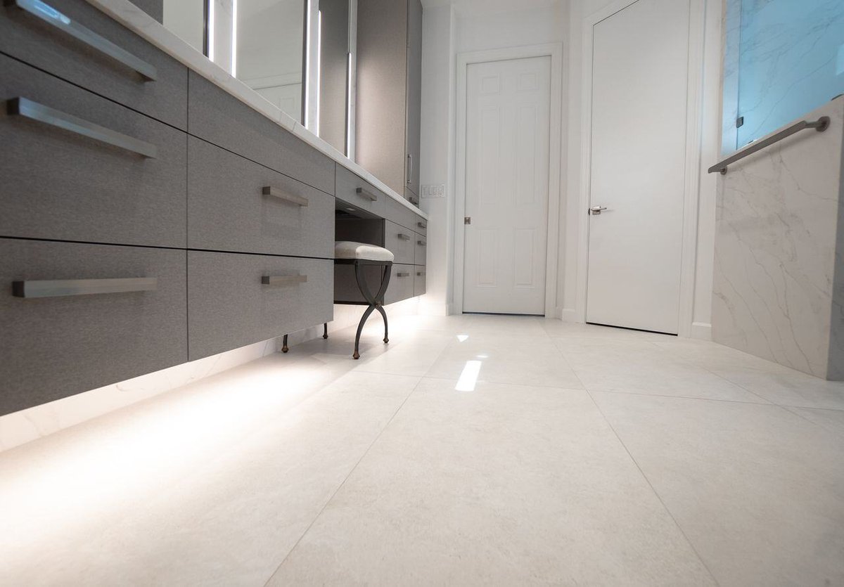 Spacious vanity area with sleek cabinetry and under-cabinet lighting, remodeled by MGD Builders in Phoenix, AZ