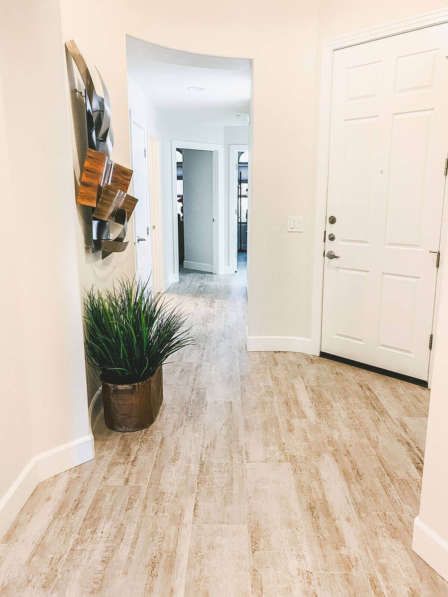 Hallway featuring wall art and potted plant, remodeled by MGD Builders in Phoenix, AZ