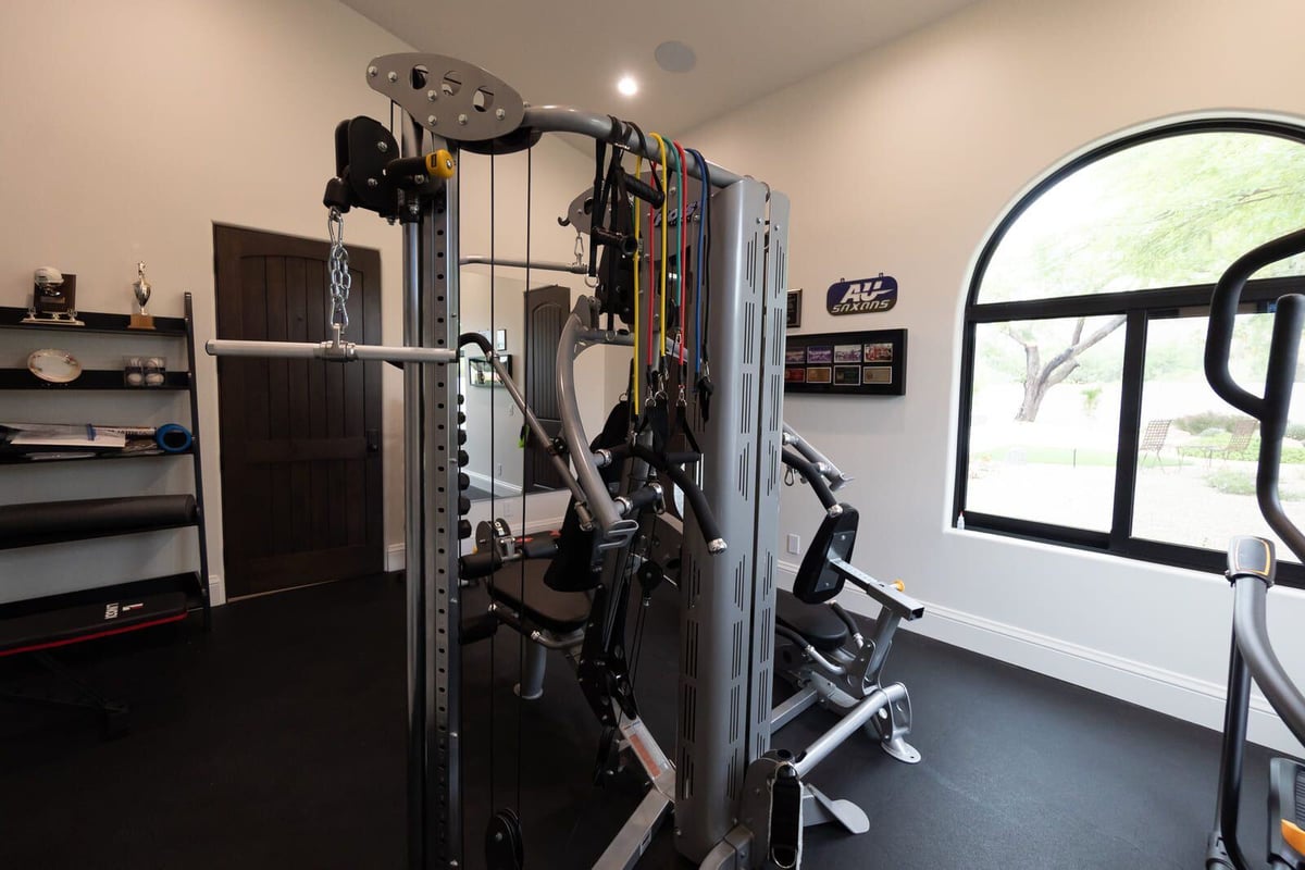 Spacious custom home gym with professional equipment, MGD Builders, Phoenix AZ