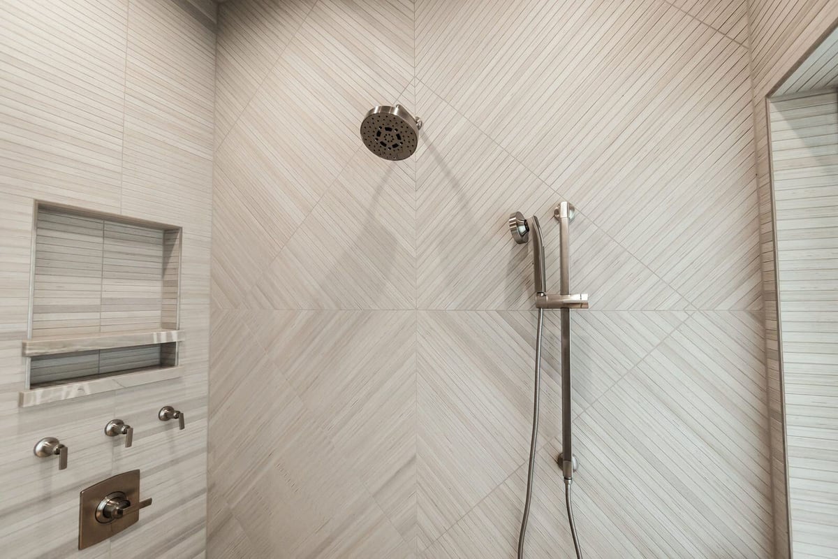 Tiled Shower with shower niche in phoenix az custom home