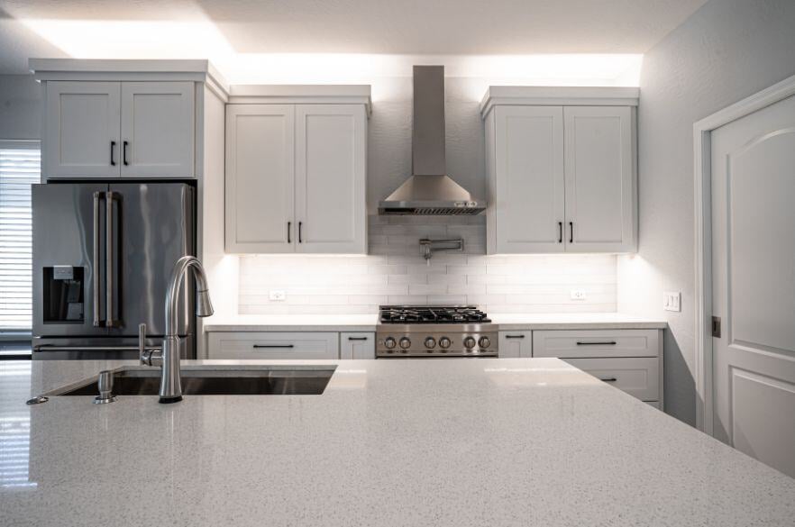 White Cabinets with White Backsplash Kitchen Remodel Surprise AZ